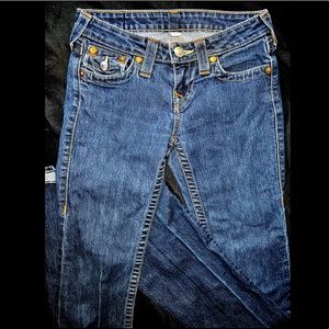 True Religion Dark Denim Bootcut Jeans with Flap Pocket